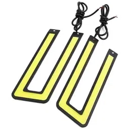 Viva City 2 Pcs 12V DC White &a; Yellow U Shape COB LED Chip Car Fog Light For All Cars-picture-7