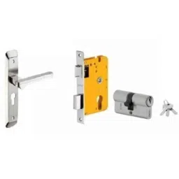 Dorset HL Series Art 60mm Stainless Steel Silver Chrome Finish Door Handle Lock Set with Both Side Key Cylinder (Pack of 3)-picture-48