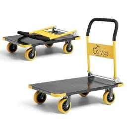 Corvids 400kg Mild Steel Black Portable Folding Hand Platform Trolley with 360 deg Rotating Wheels-image-46