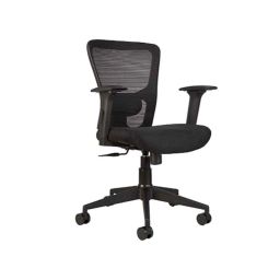 YTT Leo Mesh Medium Back Black Ergonomic Chair, CBHKFOC1161-15
