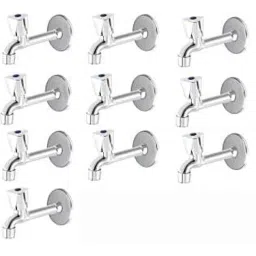 Spazio Smartbuy Stainless Steel Chrome Finish Trio Collection Long Body Bib Cock with Wall Flange (Pack of 10)-picture-12
