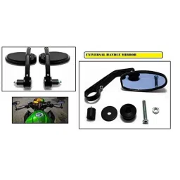 Meenu Arts Handle Bar End Side Mirror Rear View Ovel Mirror for Honda Shine (Set of 2)-40