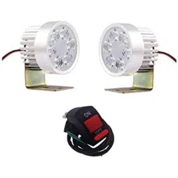 AOW LED Small Round Auxiliary Bike Fog Lamp Light Assembly White (Set of 2) with Switch Universal for All Bikes T-2-image-61
