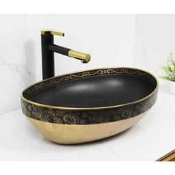 Bassino Art 50.5x36x14cm Ceramic Black &a; Rose Gold Wash Basin, BTT_1379-image-48