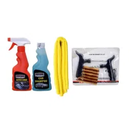 Indopower Ff634 250ml Leather Shiner Spray, 250ml Car Shampoo, Yellow Microfiber Cloth &a; Tubelass Smart Panchar Kit, AHh636-image-68