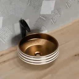 InArt 16x16x7 inch Ceramic White &a; Gold Countertop Wash Basin, INA-205-picture-13