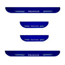 Car Accessories Hub 4 Pcs Acrylic Black Sill Scuff Plate Set with Blue LED for Jeep Wrangler All Models-31