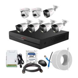 CP Plus 2.4MP Full Colour HD Audio Indoor &a; Outdoor CCTV Combo Kit with 8Ch DVR, 5 Bullet 2 Dome Camera, 8Ch SMPS, 70m Cable, 500GB HDD &a; Connector-79