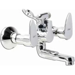 ZAP Brezza Brass Chrome Finish Silver Telephone Shower Arrangement Wall Mixer with Crutch Mixer Faucet-image-30