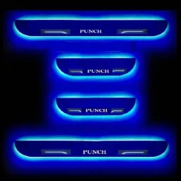Car Accessories Hub 4 Pcs Acrylic Black Sill Scuff Plate Set with Blue LED for Tata Punch EV All Model-image-35