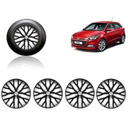 Auto Pearl 4 Pcs 14 inch ABS Black &a; Silver Press Type Fitting Car Wheel Cover Set for Hyundai i20 Elite-28
