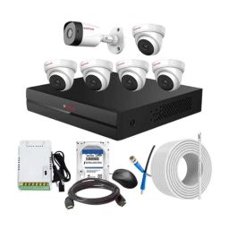 CP Plus 2.4MP Full HD Audio Indoor &a; Outdoor CCTV Combo Kit with 8Ch DVR, 1 Bullet 5 Dome Camera, 8Ch SMPS, 70m Cable, 500GB HDD &a; Connector-100