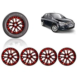 Auto Pearl 4 Pcs 14 inch ABS Black &a; Red Press Type Fitting Car Wheel Cover Set for Ford Fiesta Classic-image-66