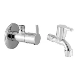 Zesta Flora 2 Pcs Stainless Steel Chrome Finish Bib Cock &a; Angle Cock Set with Wall Flange-picture-24