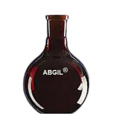 ABGIL 50ml Borosilicate Glass Amber Flat Bottom Boiling Flask with Rim &a; Interchangeable Joint, ABG1301-4