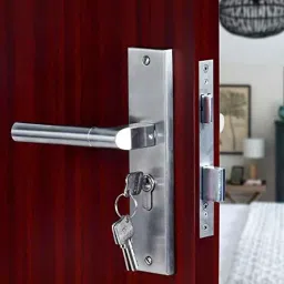 Saze 8 inch Stainless Steel Matt Finish Cylindrical Plate One Side Key Mortise Door Lock Handle Set with 3 Keys, Mg303-image-79