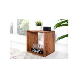 Angel Furniture 18x14x18 Inch Walnut Finish Sheesham Wood Cubic End Table, AF-114H-image-66
