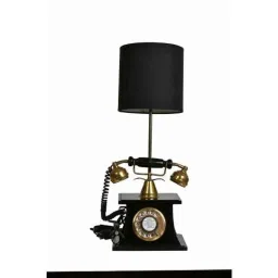 Tucasa Mango Wood Vintage Telephone Lamp with Polycotton Black Shade, TL-03-image-58