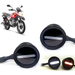 Auto Pearl 2 Pcs 12V Black Bike Front LED Indicator Light Set for Bajaj Boxer, F013-picture-22