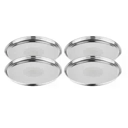 Omega IVY 27.6cm Stainless Steel Silver Laser Print Mandal Design Dinner Plate (Pack of 4)-picture-6