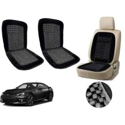 Auto Pearl PU, Velvet &a; Wooden Beads Black Rectangular Seat Cushion for Subaru BRZ (Pack of 2 )-18