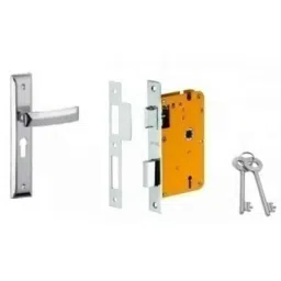 Dorset HL Series Quadra 8 inch Stainless Steel Silver Chrome Finish Door Handle Lock Set with KY Mortise Lever Lock (Pack of 3)-picture-23
