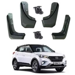 SureStrive 4 Pcs PVC Cup Type Front &a; Rear Mud Flap Set for Hyundai Creta 2020 Type-2 Model-50