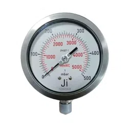 Japsin Instrumentation 0 to 5000 mmWc 4 inch Stainless Steel Dual Scale Capsule Analog Pressure Gauge, JI-IPG-2021-19