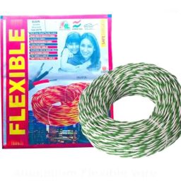 Elson 10/76 0.5 Sqmm Two Core Green &a; White PVC Insulated Aluminium Cable, Length: 91 m-38