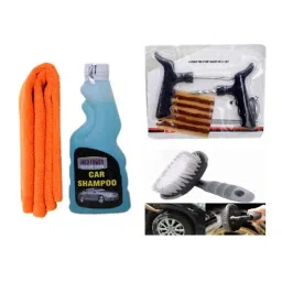 Indopower Ff953 Car Shampoo, 1 Pc Car Cloth , Tubeless Smart Panchar Kit, All Tyre Cleaning Brush Kit, AHh955-image-3