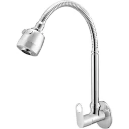 IRIS Prime Brass Chrome Finish Silver Flexible Sink Cock with Wall Flange-46