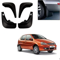 Auto Pearl 4 Pcs ABS Black Front &a; Rear Cup Type Mud Flaps Car Splash Guard Set for Tata Indica-25