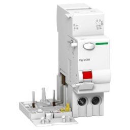 Schneider Electric Acti9 Vigi xC60 25A AC 100mA Double Pole Earth Leakage Add On Block, A9N26582-7