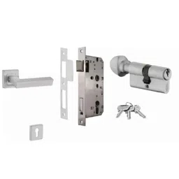 Dorset ML Series Nero 70mm Stainless Steel Silver Chrome Finish Door Handle Lock Set with Knob &a; Key (Pack of 4)-picture-41