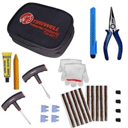 Tirewell TW-5013 10 in 1 Universal Tubeless Tyre Puncture Kit with Storage Bag, Emergency Flat Tire Repair Patch Tool Bag for Car, Bike, SUV-37