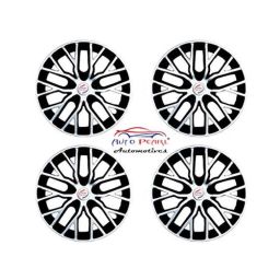 Auto Pearl 4 Pcs 14 inch ABS &a; Plastic Silver &a; Black Press Type Fitting Car Wheel Cover Set for All Cars-image-98