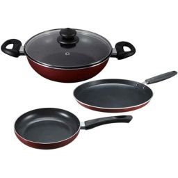Prestige Omega Deluxe Aluminium Induction Bottom Non-Stick Tawa, Fry Pan &a; Kadhai Combo-picture-4