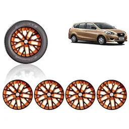 Auto Pearl 4 Pcs 13 inch ABS Black &a; Orange Press Type Fitting Car Wheel Cover Set for Datsun Go Plus-image-68