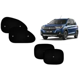 Auto Pearl 4 Pcs PVC &a; Mesh Black Window Side Sun Shade Set for Maruti Suzuki XL6-picture-0