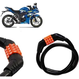 Auto Pearl Black &a; Orange 4 Digit Anti-Theft Combination Number Lock for Gixxer SF 150-picture-19