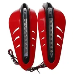 AOW Motorcycle Handguards with Led Light for 7/8 inch Grips - 300 * 140 * 110mm (Red) for Bajaj Discover-48