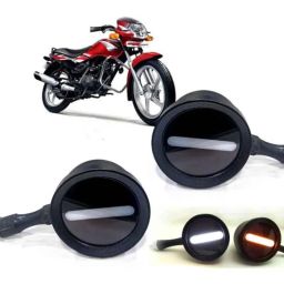 Auto Pearl 2 Pcs 12V Black Bike Front LED Indicator Light Set for TVS Star Sport, F416-picture-13