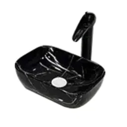 Riya 18x13x5 inch Ceramic Black Marble Countertop &a; Tabletop Art Wash Basin-picture-30