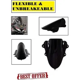AOW Double Bolt Bubble Visor for Yamaha R15 V3 (Black) C-47-1