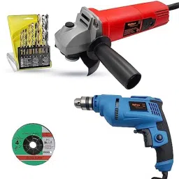 Walkers 800W Angle Grinder, 500W 10mm Drill Machine, Grinding Wheel &a; 9 Pcs Drill Bits Combo, WKCB429-43