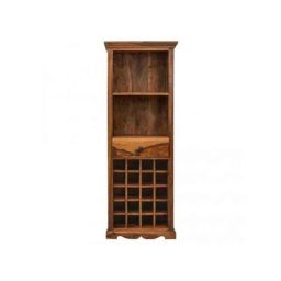 Angel Furniture 64x38x175cm Walnut Finish Solid Sheesham Wood Tallboy Storage Wine Rack &a; Bar Cabinet, AF-159H-image-67