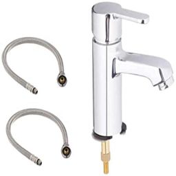 Cera Stainless Steel Chrome Finished Silver Single Lever Basin Mixer with 450mm Braided Connection Pipe, F1015451-picture-18