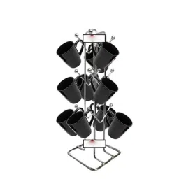 Osam 12 Hooks Stainless Steel Silver V Shape Cup Holder Stand (Pack of 5)-image-40
