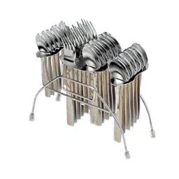 Elegante 24 Pcs Blossom Premium Diamond Spoon Stainless Steel Cutlery Set, EHP-BG024 (Pack of 2)-3