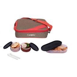 Carrolite 650ml Brown &a; Black Plastic Lunchbox, Black_P-11 (Pack of 3)-image-36